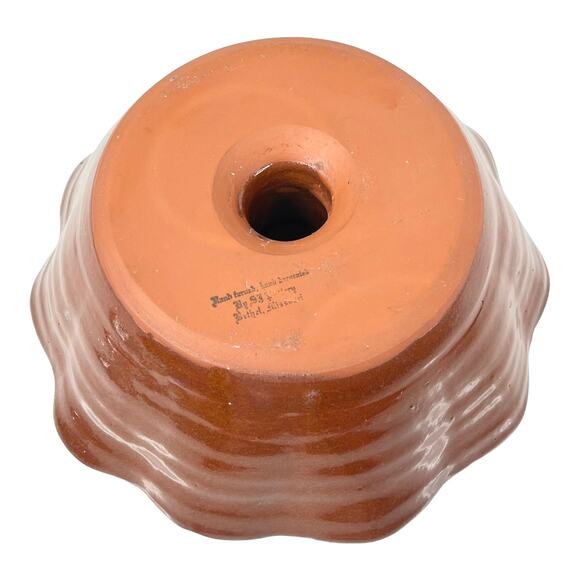 Vintage SJ Pottery BUNDT CAKE PAN 9" Redware Fluted Mold Bowl Dish Bethel MO USA - Picture 3 of 6